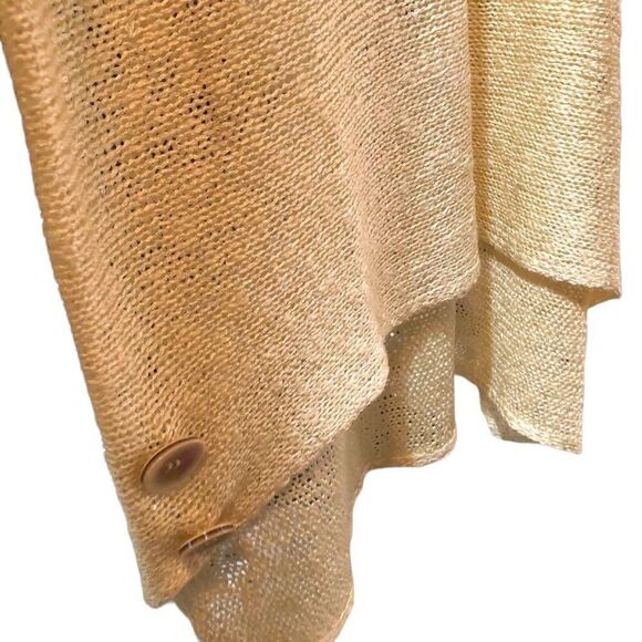 Ces Femme Womens Sweater M Ballet Neck Open Weave Shimmer Ivory Mini Bell Sleeve - Picture 5 of 8